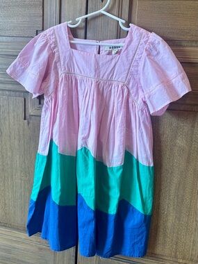 Mini Boden Pink, Green, & Blue Colorblock Cotton Dress